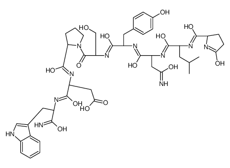 (3S)-4-[[(2S)-1-amino-3-(1H-indol-3-yl)-1-oxopropan-2-yl]amino]-3-[[(2S)-1-[(2S)-2-[[(2S)-2-[[(2S)-4-amino-2-[[(2S)-4-methyl-2-[[(2S)-5-oxopyrrolidine-2-carbonyl]amino]pentanoyl]amino]-4-oxobutanoyl]amino]-3-(4-hydroxyphenyl)propanoyl]amino]-3-hydroxyprop结构式