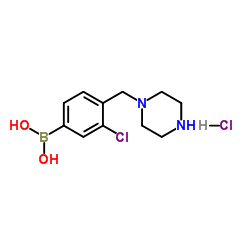 (3-chloro-4-(piperazin-1-ylmethyl)phenyl)boronic acid hydrochloride Structure
