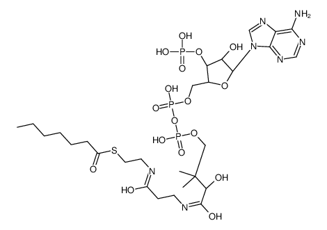 S-[2-[3-[[(2R)-4-[[[(2R,3S,4R,5R)-5-(6-aminopurin-9-yl)-4-hydroxy-3-phosphonooxyoxolan-2-yl]methoxy-hydroxyphosphoryl]oxy-hydroxyphosphoryl]oxy-2-hydroxy-3,3-dimethylbutanoyl]amino]propanoylamino]ethyl] heptanethioate结构式