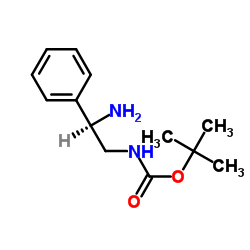 (R)-(2-氨基-2-苯基-乙基)-氨基甲酸叔丁酯结构式