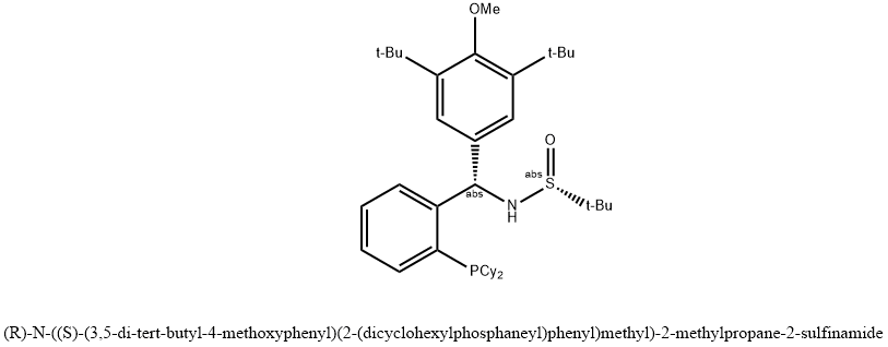 [S(R)]-N-[(S)-[3,5-二叔丁基-4-甲氧基苯基][2-(二环己基膦)苯基]甲基]-2-叔丁基亚磺酰胺结构式