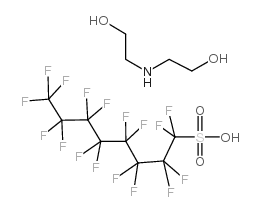 1,1,2,2,3,3,4,4,5,5,6,6,7,7,8,8,8-十七氟-1-辛烷磺酸与2,2’-亚氨基双[乙醇](1:1)的化合物结构式