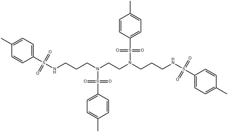 N,N-(ethane-1,2-diyl)bis(4-methyl-N-(3-((4-methylphenyl)sulfonamido)propyl)benzenesulfonamide) structure