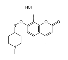 4,8-dimethyl-7-(((1-methylpiperidin-4-ylidene)amino)oxy)-2H-chromen-2-one hydrochloride Structure