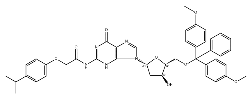 2'-Deoxy-5'-O-DMT-N2-(4-isopropylphenoxyacetyl)guanosine结构式
