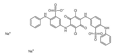 disodium 3,3'-[(2,5-dichloro-3,6-dioxocyclohexa-1,4-diene-1,4-diyl)diimino]bis[6-anilinobenzenesulphonate] Structure