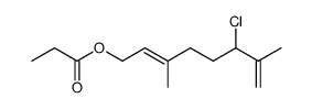 (E,E)-3,7-dimethyl-6-chloro-2,7-octadien-1-ol propionate结构式