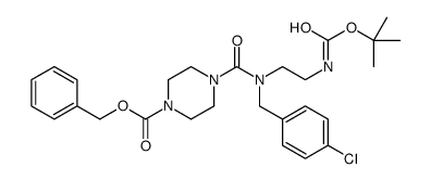 4-[[[(4-氯苯基)甲基][2-[[叔丁氧羰基]氨基]乙基]氨基]羰基]-1-哌嗪甲酸苄酯结构式