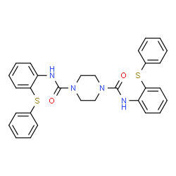 N1,N4-双[2-(苯硫基)苯基]-1,4-哌嗪二羧酸结构式
