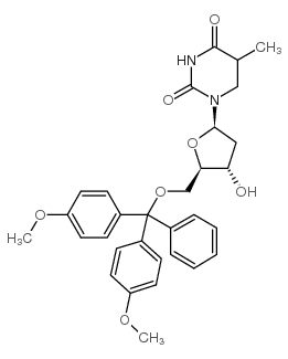 5-O-(二甲氧基三苯甲游基)-5,6-二氢胸腺嘧啶脱氧核苷结构式