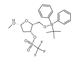 (2R,3R)-2-(((tert-butyldiphenylsilyl)oxy)methyl)-5-methoxytetrahydrofuran-3-yl trifluoromethanesulfonate结构式