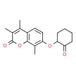 3,4,8-trimethyl-7-(2-oxocyclohexyl)oxychromen-2-one结构式
