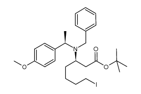 tert-butyl (3R,αR)-3-[N-benzyl-N-(α-methyl-p-methoxybenzyl)amino]-7-iodoheptanoate Structure