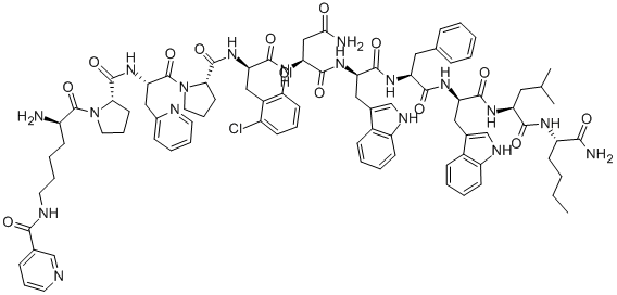 (D-Lys(nicotinoyl)1,β-(3-pyridyl)-Ala3,3,4-dichloro-D-Phe5,Asn6,D-Trp7·9,Nle11)-Substance P trifluoroacetate salt结构式