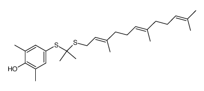 2,6-Dimethyl-4[[1-methyl-1-[(3,7,11-trimethyl-2,6,10-dodecatrienyl)thio]ethyl]thio]phenol结构式
