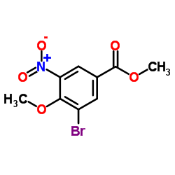 3-溴-4-甲氧基-5-硝基苯甲酸甲酯结构式