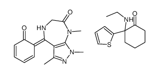 2-(ethylamino)-2-thiophen-2-ylcyclohexan-1-one,(4Z)-1,3,8-trimethyl-4-(6-oxocyclohexa-2,4-dien-1-ylidene)-5,6-dihydropyrazolo[3,4-e][1,4]diazepin-7-one Structure