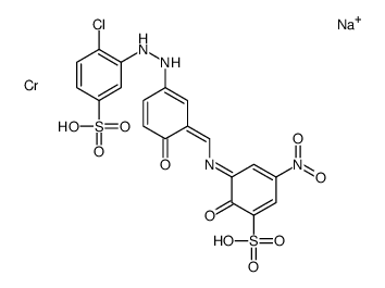 sodium [3-[[[5-[(2-chloro-5-sulphophenyl)azo]-2-hydroxyphenyl]methylene]amino]-2-hydroxy-5-nitrobenzene-1-sulphonato(4-)]chromate(1-)结构式