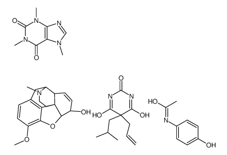 (4R,4aR,7S,7aR,12bS)-9-methoxy-3-methyl-2,4,4a,7,7a,13-hexahydro-1H-4,12-methanobenzofuro[3,2-e]isoquinoline-7-ol,N-(4-hydroxyphenyl)acetamide,5-(2-methylpropyl)-5-prop-2-enyl-1,3-diazinane-2,4,6-trione,1,3,7-trimethylpurine-2,6-dione结构式