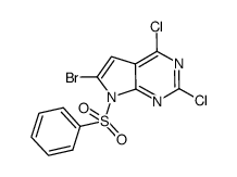 7-benzenesulfonyl-6-bromo-2,4-dichIoro-7H-pyrrolo[2,3-d]pyrimidine结构式