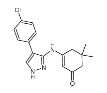 3-[4-(4-chlorophenyl)-1H-pyrazol-3-ylamino]-5,5-dimethylcyclohex-2-en-1-one结构式