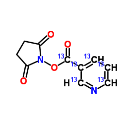 1-({Oxo[(13C5,2H4)-3-pyridinyl](13C)methyl}oxy)-2,5-pyrrolidinedione Structure