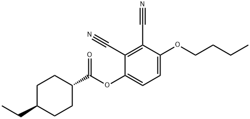 Cyclohexanecarboxylic acid, 4-ethyl-, 4-butoxy-2,3-dicyanophenyl ester, trans- structure