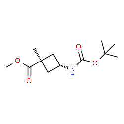 反式3-{[[(叔丁氧基)羰基]氨基} -1-甲基环丁烷-1-羧酸甲酯结构式