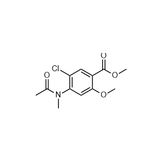 5-氯-2-甲氧基-4-(N-甲基乙酰氨基)苯甲酸甲酯结构式