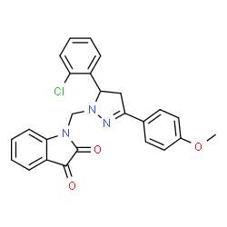 1-((5-(2-chlorophenyl)-3-(4-methoxyphenyl)-4,5-dihydro-1H-pyrazol-1-yl)methyl)indoline-2,3-dione Structure