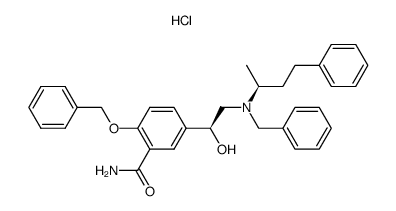 5-[(S)-1-hydroxy-2-[[(S)-1-methyl-3-phenylpropyl](phenylmethyl)amino]ethyl]-2-(phenylmethoxy)benzamide hydrochloride salt结构式