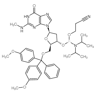 2′-脱氧-5′-O-DMT-N2-甲基鸟苷3′-CE亚磷酰胺结构式