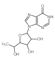 6H-Purin-6-one,9-(6-deoxy-b-D-allofuranosyl)-1,9-dihydro- Structure