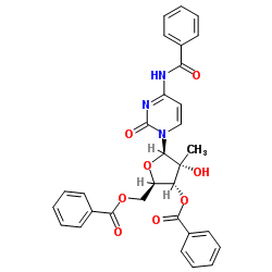 N-Benzoyl-3',5'-di-O-benzoyl-2'-C-methylcytidine结构式