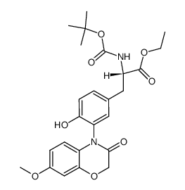 ethyl (S)-2-((tert-butoxycarbonyl)amino)-3-(4-hydroxy-3-(7-methoxy-3-oxo-2,3-dihydro-4H-benzo[b][1,4]oxazin-4-yl)phenyl)propanoate结构式