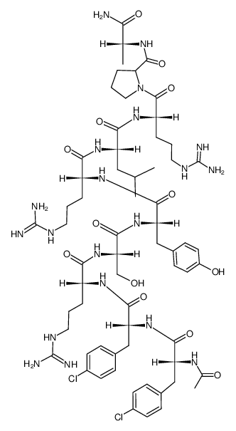 Ac-D-p-Cl-Phe1,2, D-Arg3,6, D-Ala10-LH-RH结构式