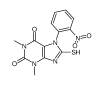 8-Mercapto-1,3-dimethyl-7-(2-nitro-phenyl)-3,7-dihydro-purine-2,6-dione结构式
