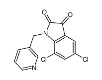 5,7-dichloro-1-(pyridin-3-ylmethyl)indole-2,3-dione结构式