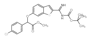 Benzeneacetic acid, 4-chloro-a-[[2-[[[(1,1-dimethylethoxy)carbonyl]amino]iminomethyl]benzo[b]thien-6-yl]oxy]-, methyl ester Structure