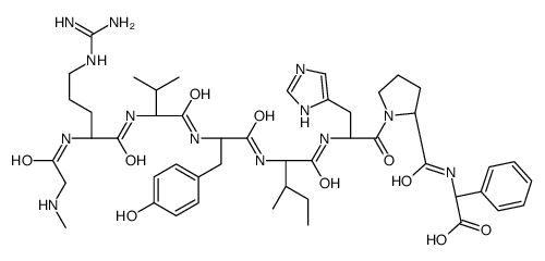 (2R)-2-[[(2S)-1-[(2S)-2-[[(2S,3S)-2-[[(2S)-2-[[(2S)-2-[[(2S)-5-(diaminomethylideneamino)-2-[[2-(methylamino)acetyl]amino]pentanoyl]amino]-3-methylbutanoyl]amino]-3-(4-hydroxyphenyl)propanoyl]amino]-3-methylpentanoyl]amino]-3-(1H-imidazol-5-yl)propanoyl]py Structure