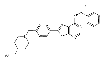6-[4-[(4-Ethyl-1-piperazinyl)methyl]phenyl]-N-[(1S)-1-phenylethyl]-7H-pyrrolo[2,3-d]pyrimidin-4-amine structure