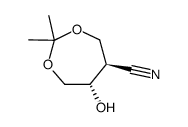(+/-)-trans-6-hydroxy-2,2-dimethyl-1,3-dioxepane-5-carbonitrile Structure