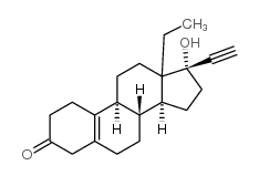 13-Ethyl-17-hydroxy-18,19-dinorpregn-5(10)-en-20-yn-3-one structure