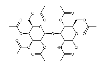 (2R,3R,4S,5S,6R)-2-(((2R,3R,4R,5S,6R)-3-acetamido-5-acetoxy-6-(acetoxymethyl)-2-chlorotetrahydro-2H-pyran-4-yl)oxy)-6-(acetoxymethyl)tetrahydro-2H-pyran-3,4,5-triyl triacetate结构式