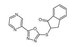 (9ci)-2,3-二氢-2-[(5-吡嗪-1,3,4-噁二唑-2-基)硫代]-1H-茚-1-酮结构式