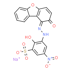 sodium 2-hydroxy-3-[(2-hydroxy-1-dibenzofuryl)azo]-5-nitrobenzenesulphonate结构式