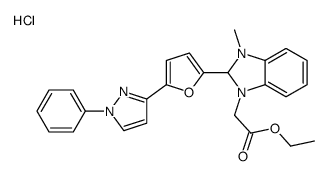 1-(2-ethoxy-2-oxoethyl)-3-methyl-2-[5-(1-phenyl-1H-pyrazol-3-yl)furan-2-yl]-1H-benzimidazolium chloride结构式