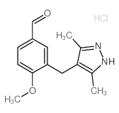 3-[(3,5-二甲基-1H-吡唑-4-基)甲基]-4-甲氧基苯甲醛盐酸盐结构式