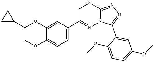 6-[3-(环丙基甲氧基)-4-甲氧基苯基] -3-(2,5-二甲氧基苯基)-7H-[1,2,4]三唑并[3,4-B]-[1,3,4]噻二嗪结构式
