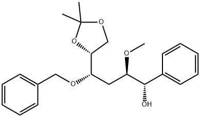 D-ribo-Hexitol, 3-deoxy-2-O-methyl-5,6-O-(1-methylethylidene)-1-C-phenyl-4-O-(phenylmethyl)-, (1S)-结构式
